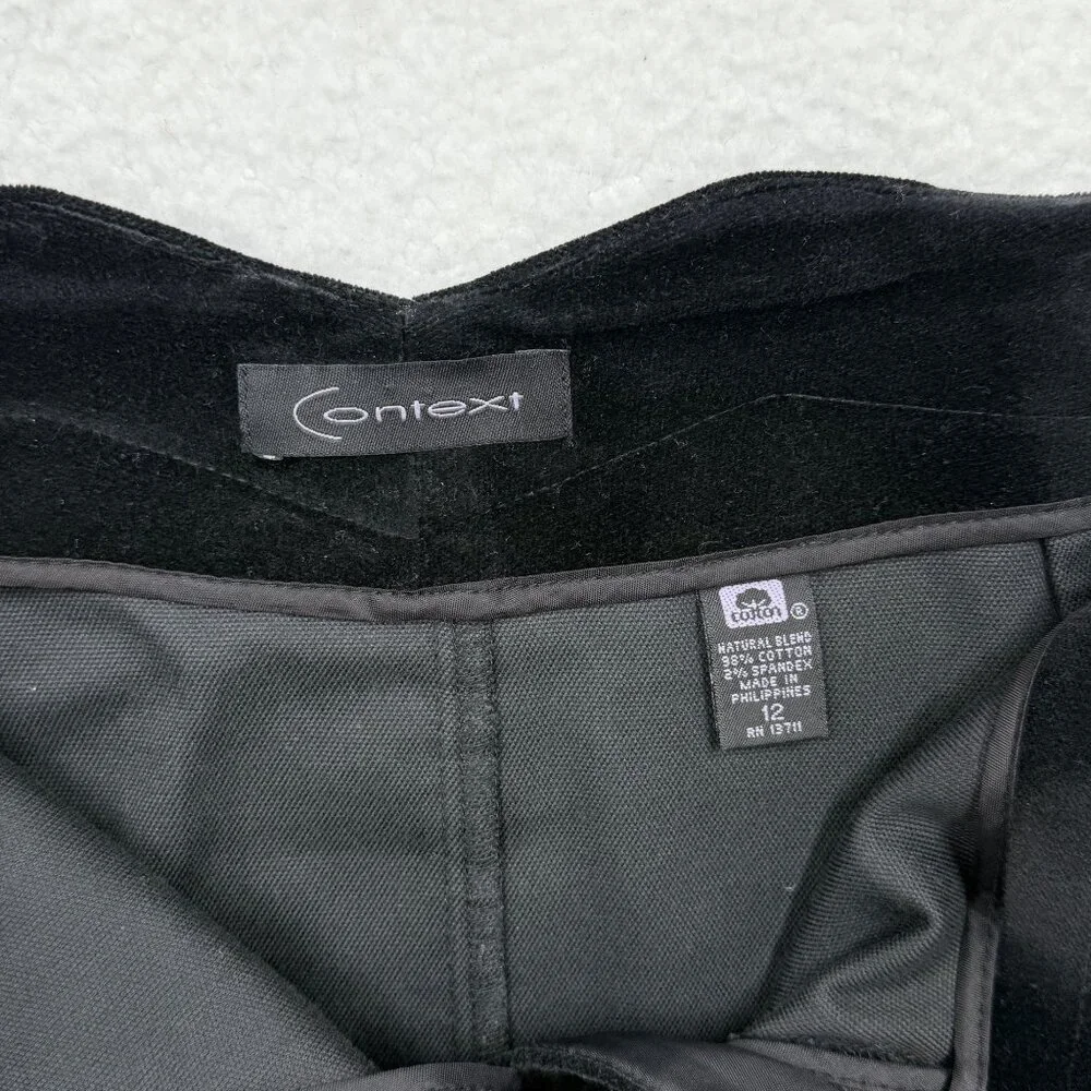 Context Black Velvet Skirt Knee Length Stretch‎ Goth Holiday Size 12